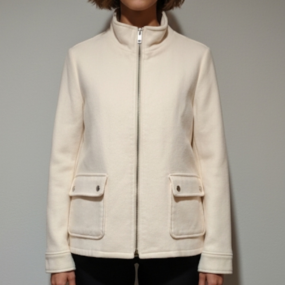 Joie Heavy Wool Jacket Large White Collared Clean Girl Aesthetic